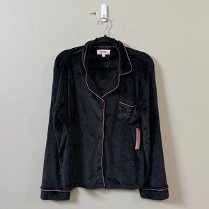 Juicy Couture Sleepwear (NWT) black velour button up loungewear top